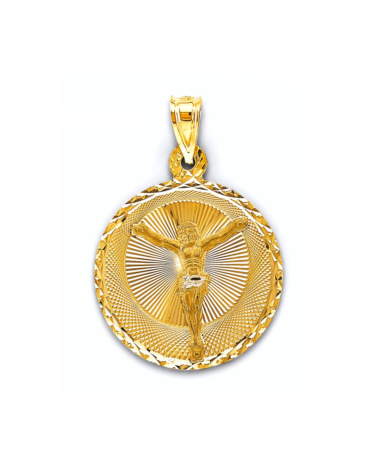 14K Yellow Gold Stamp Jesus Christ Pendant (PT-2883)