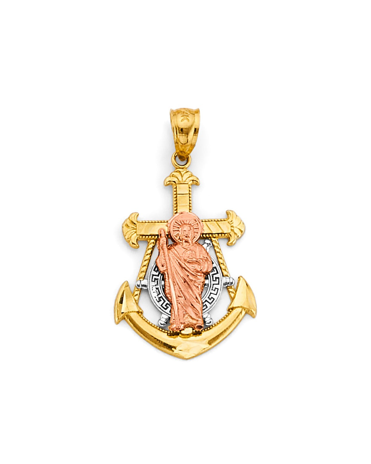14K Tri-Color Gold 3C Anchor St. Jude Thaddeus Pendant (PT-2885)
