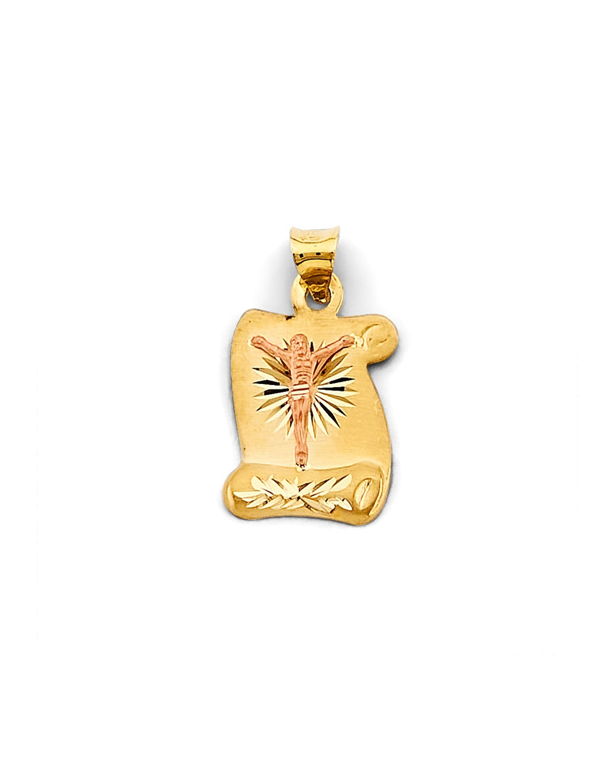 14K Two-Tone Gold 2T Stamp Jesus Christ Pendant (PT-2896)