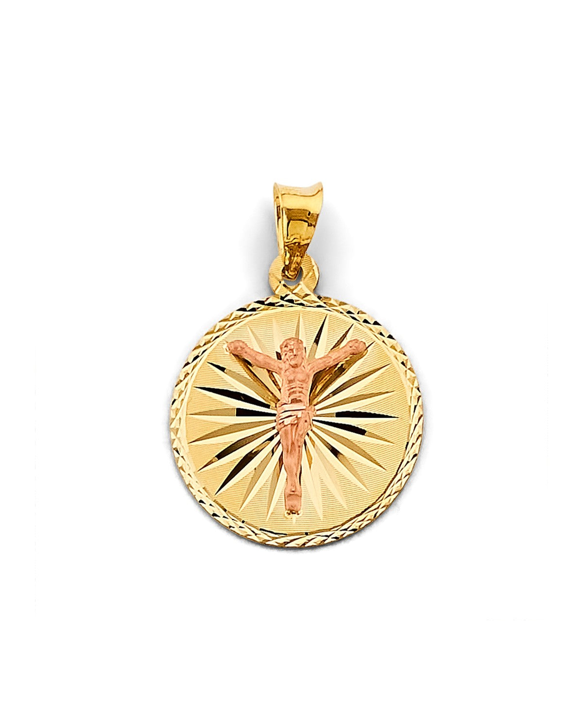 14K Two-Tone Gold 2T Stamp Jesus Christ Pendant (PT-2898)