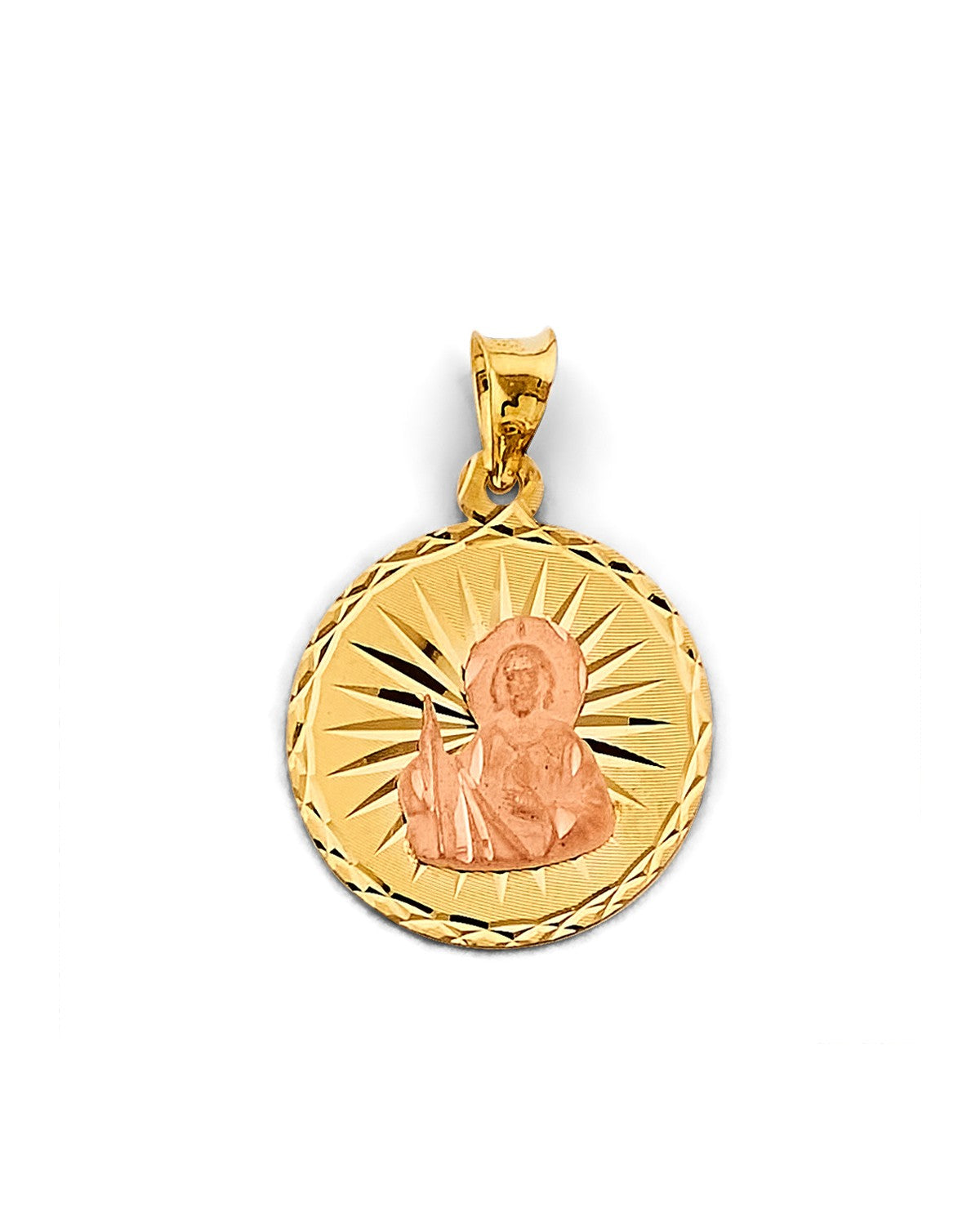 14K Two-Tone Gold 2T Stamp St. Jude Pendant (PT-2899)