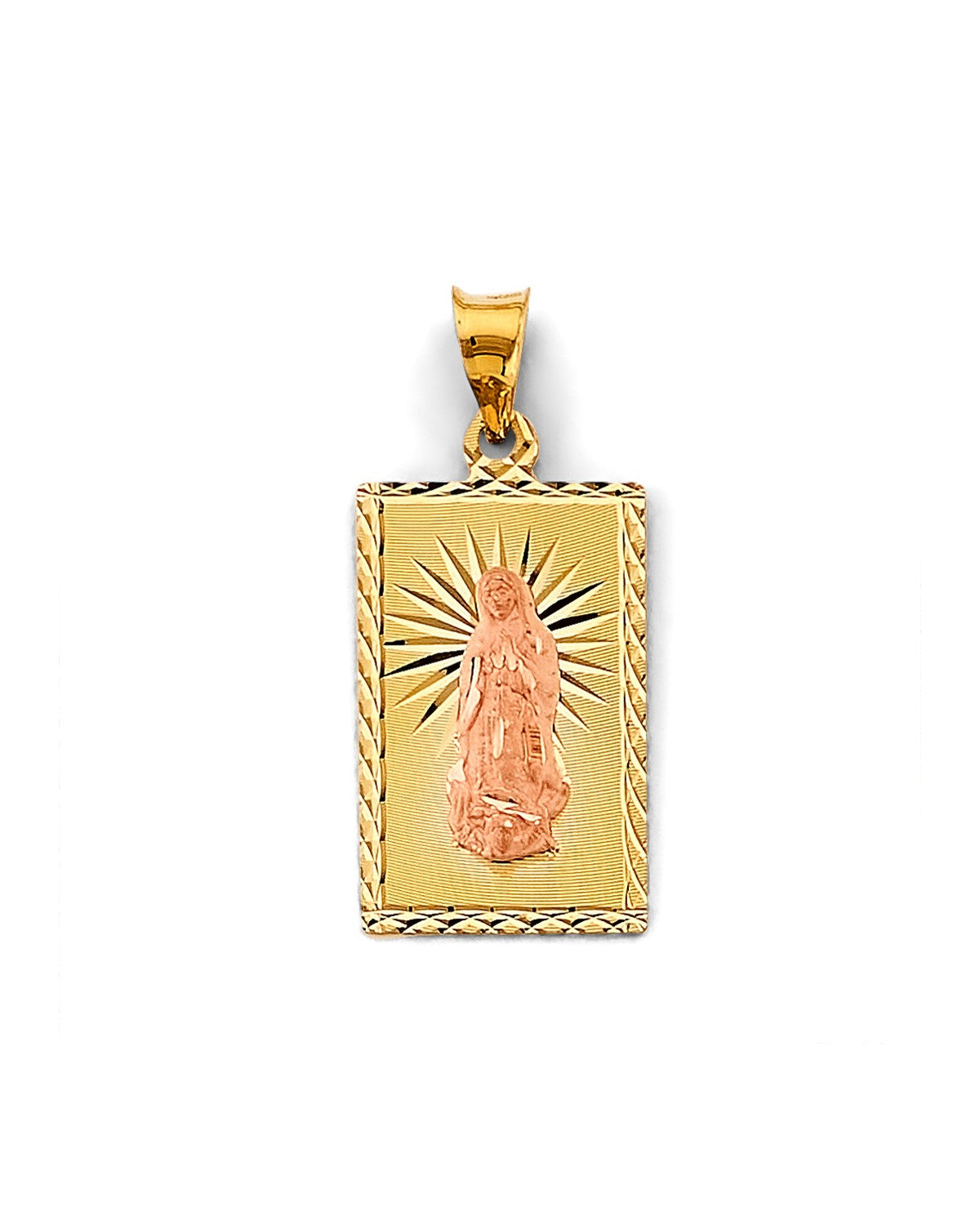 14K Two-Tone Gold 2T Stamp Guadalupe Pendant (PT-2900)