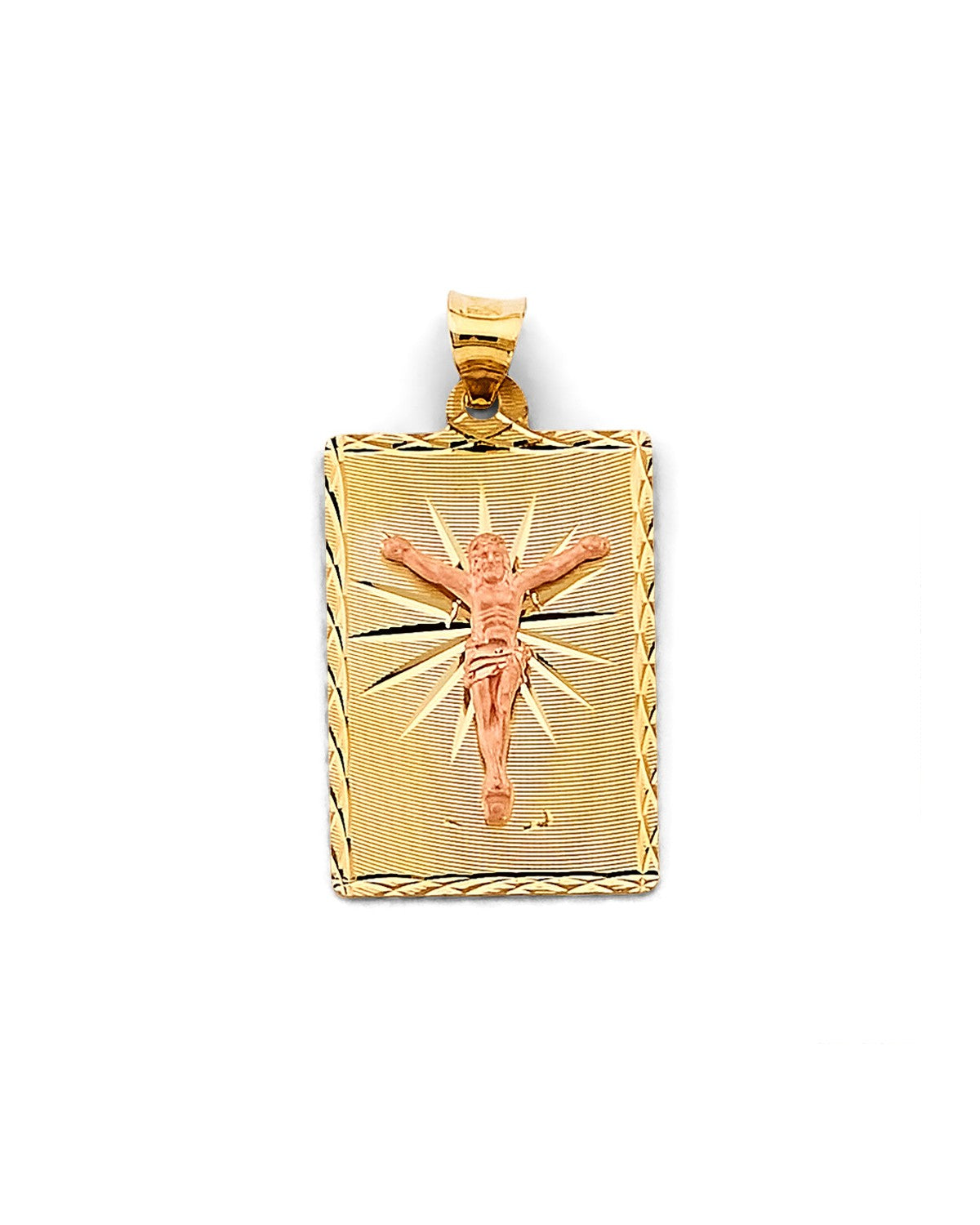 14K Two-Tone Gold 2T Stamp Jesus Christ Pendant (PT-2902)