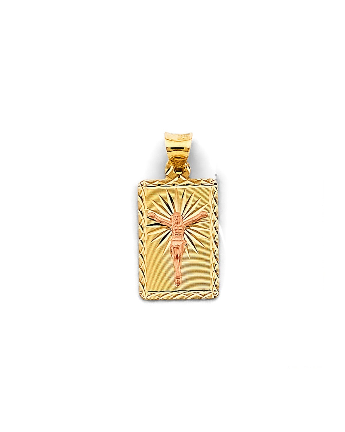 14K Two-Tone Gold 2T Stamp Jesus Christ Pendant (PT-2903)