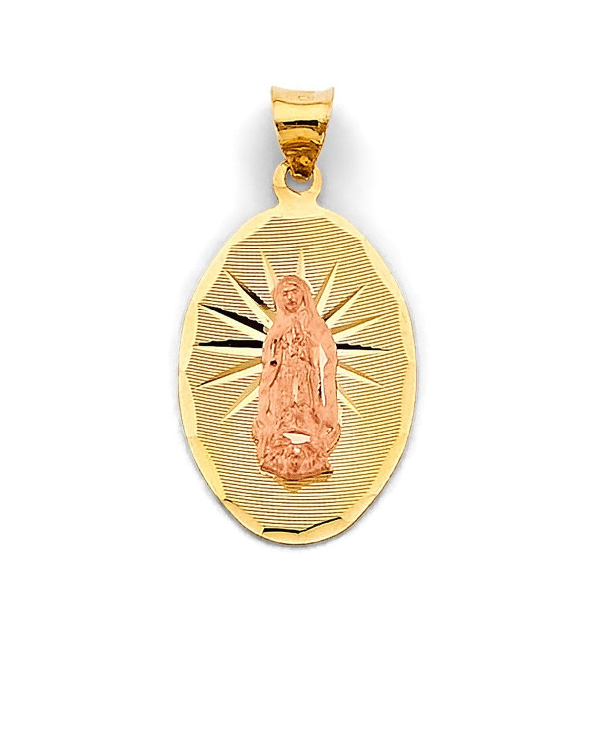 14K Two-Tone Gold 2T Stamp Guadalupe Pendant (PT-2904)