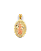 14K Two-Tone Gold 2T Stamp Guadalupe Pendant (PT-2904)