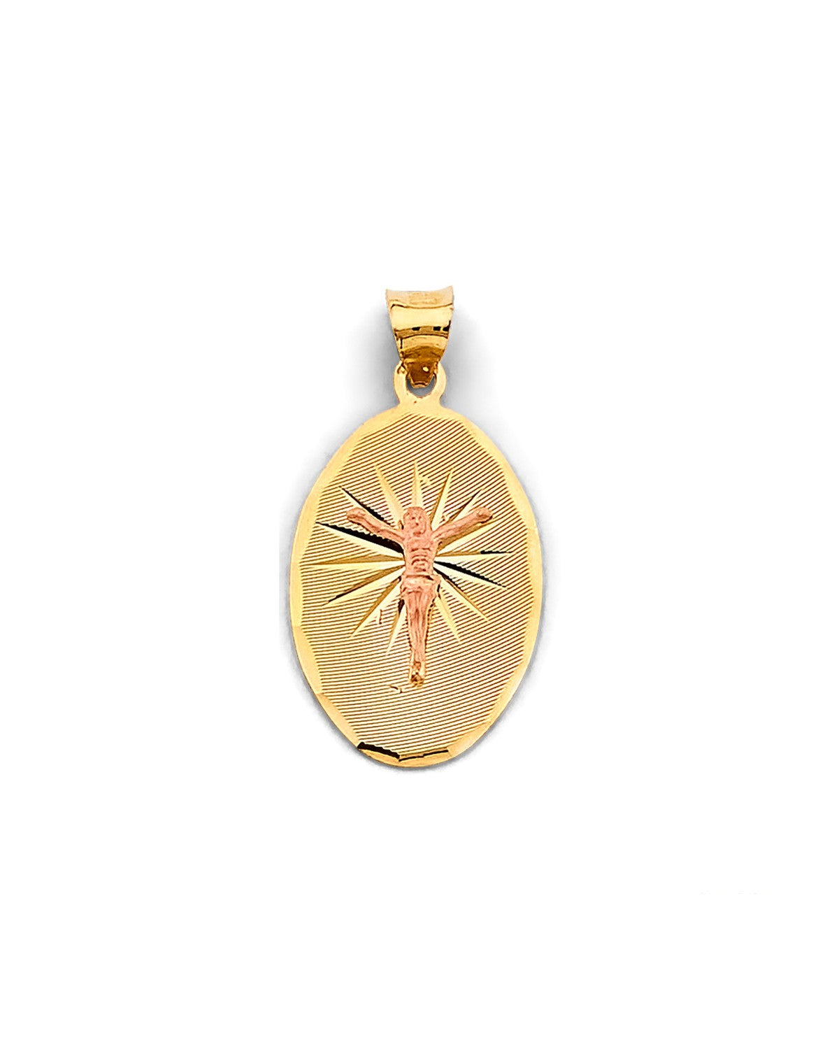 14K Two-Tone Gold 2T Stamp Jesus Christ Pendant (PT-2905)