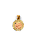 14K Two-Tone Gold 2T Stamp Holy Family Pendant (PT-2906)