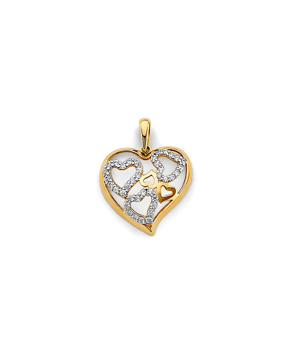 14K Two-Tone Gold 2T CZ Heart Pendant (PT-2918)
