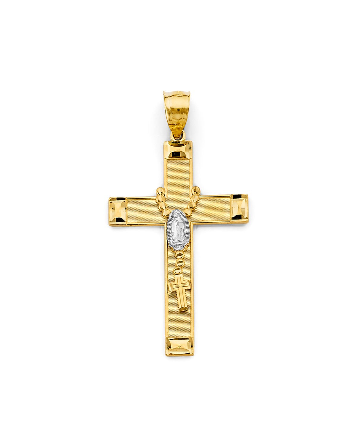 14K Two-Tone Gold Religious Cross Pendant (PT-2955)