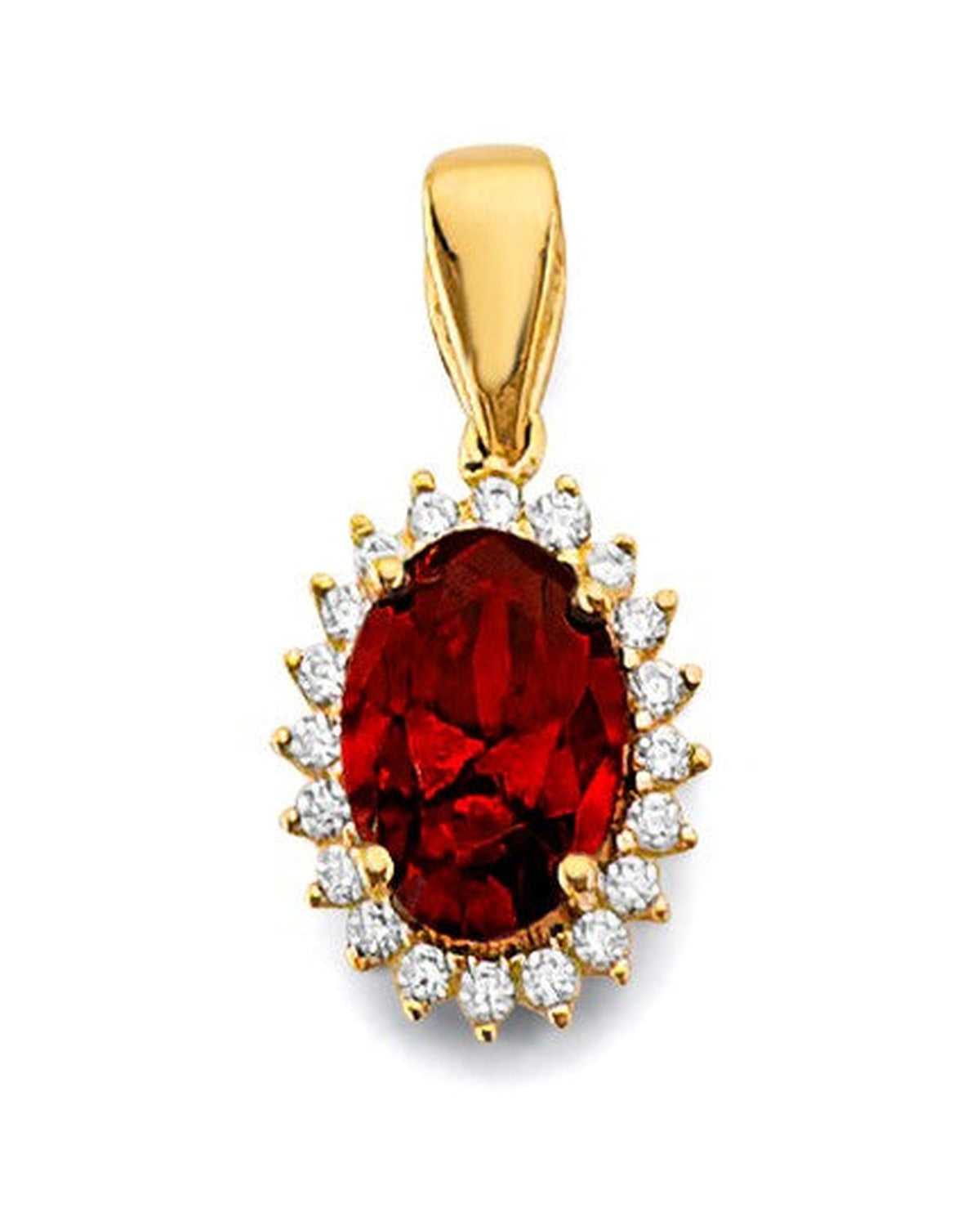 14K Yellow Gold CZ Oval Birth Stone Pendant (PT-3037)