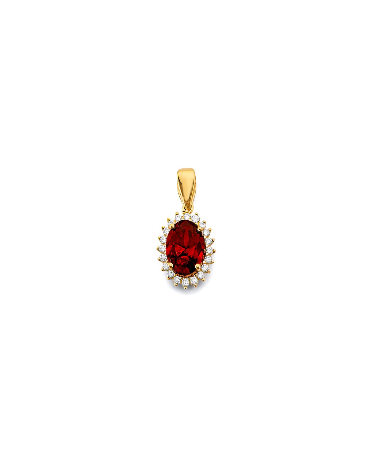 14K Yellow Gold CZ Oval Birth Stone Pendant (PT-3037)