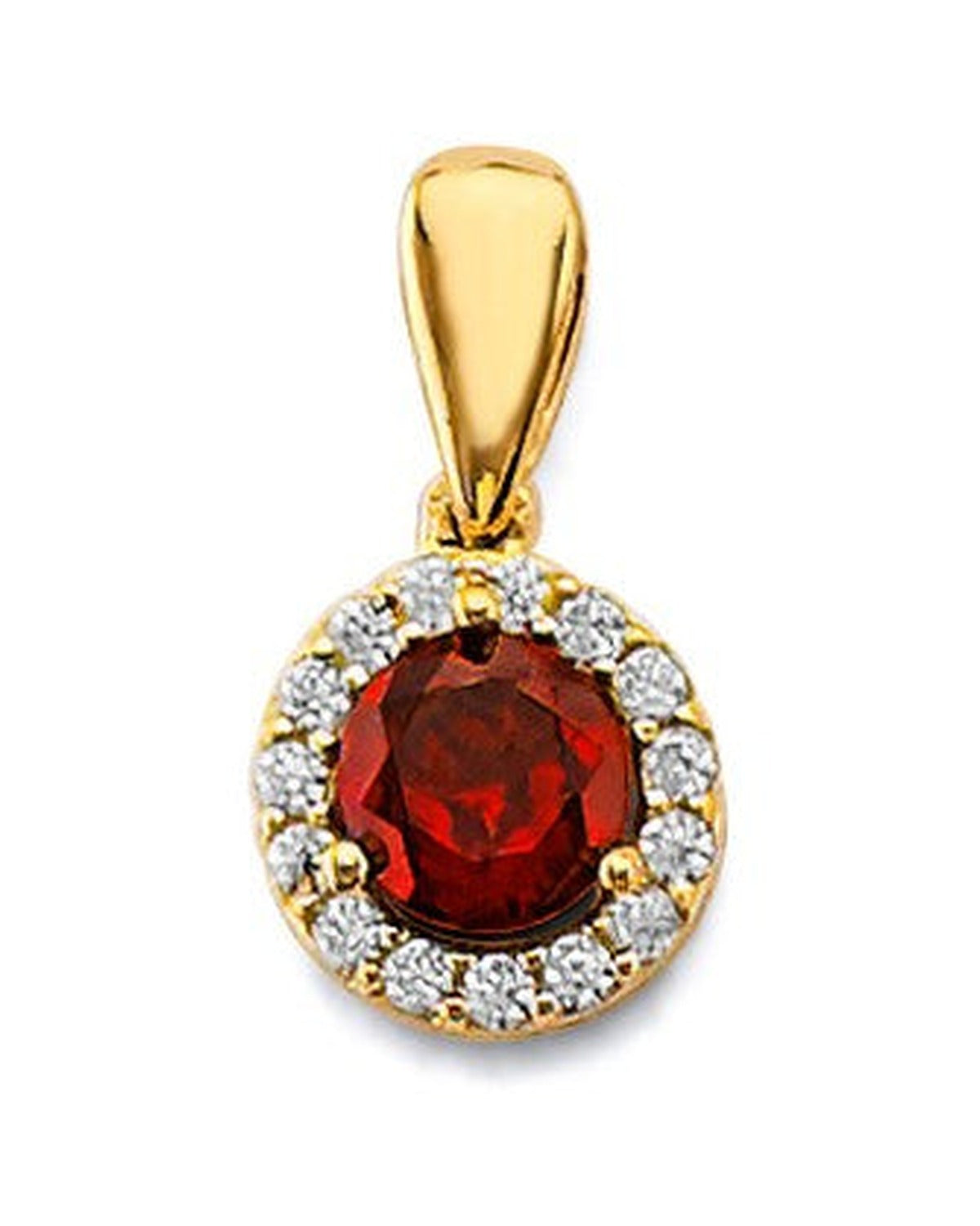 14K Yellow Gold CZ Round Birth Stone Pendant (PT-3038)