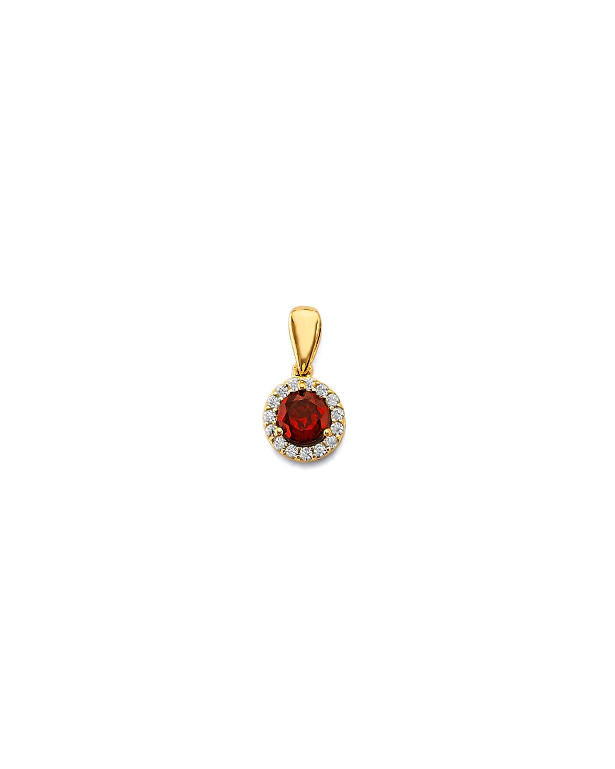 14K Yellow Gold CZ Round Birth Stone Pendant (PT-3038)