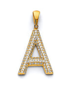 14K Yellow Gold 2T CZ Initial Pendant (PT-3243)