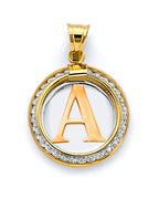 14K Yellow Gold 2T CZ Round Initial Pendant (PT-3245)