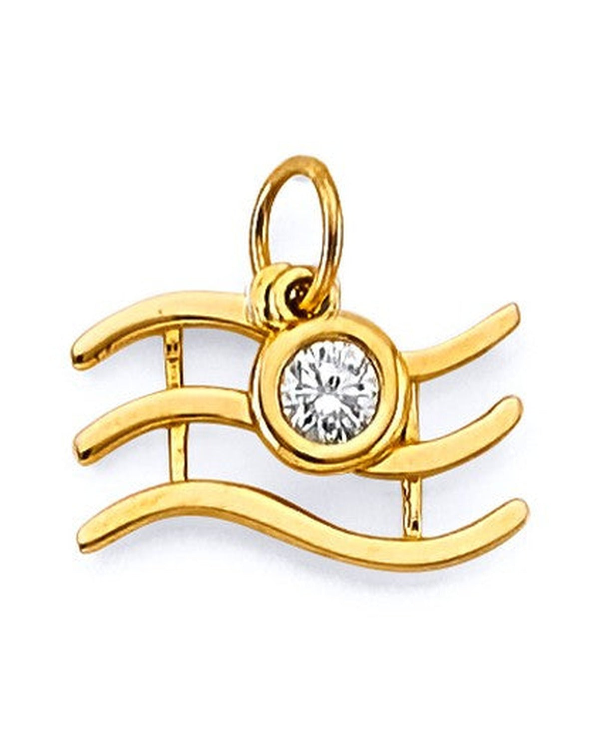 14K Yellow Gold CZ Zodiac Pendant (PT-3254)