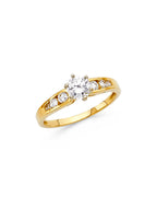 14K Yellow Gold CZ Engagement Ring (RG-0037)