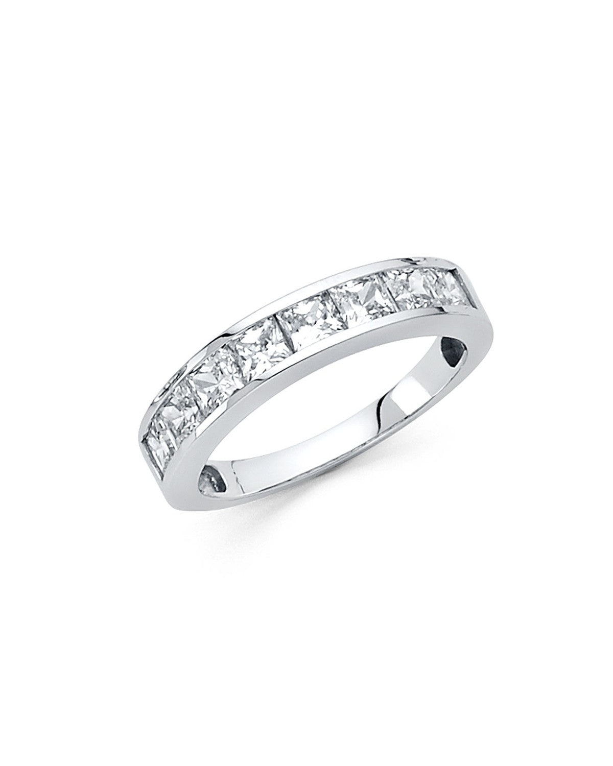 14K White Gold CZ Wedding Band (RG70W) (RG-0070W-070)