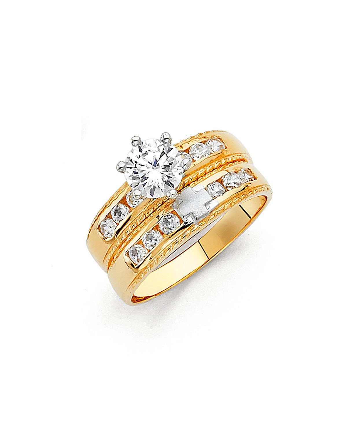 14K Two-Tone Gold 2T CZ Ladies Wedding Band (RG-0158B)