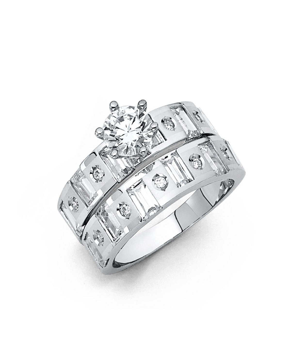 14K White Gold CZ Engagement Ring (RG-0176E)