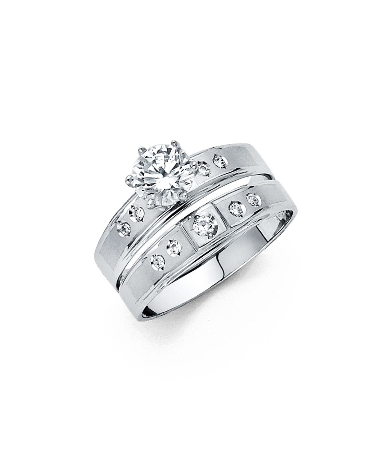 14K White Gold CZ Engagement Ring (RG-0204E)