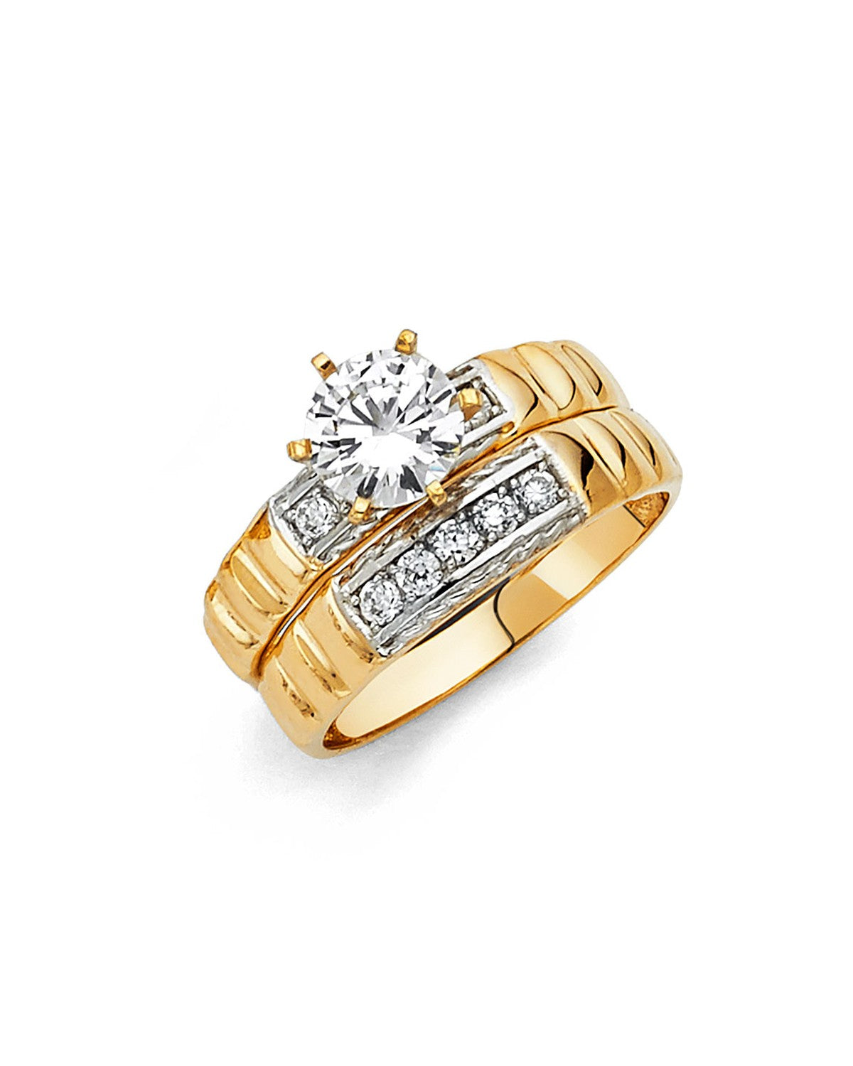 14K Two-Tone Gold 2T CZ Engagement Ring (RG-0226E)