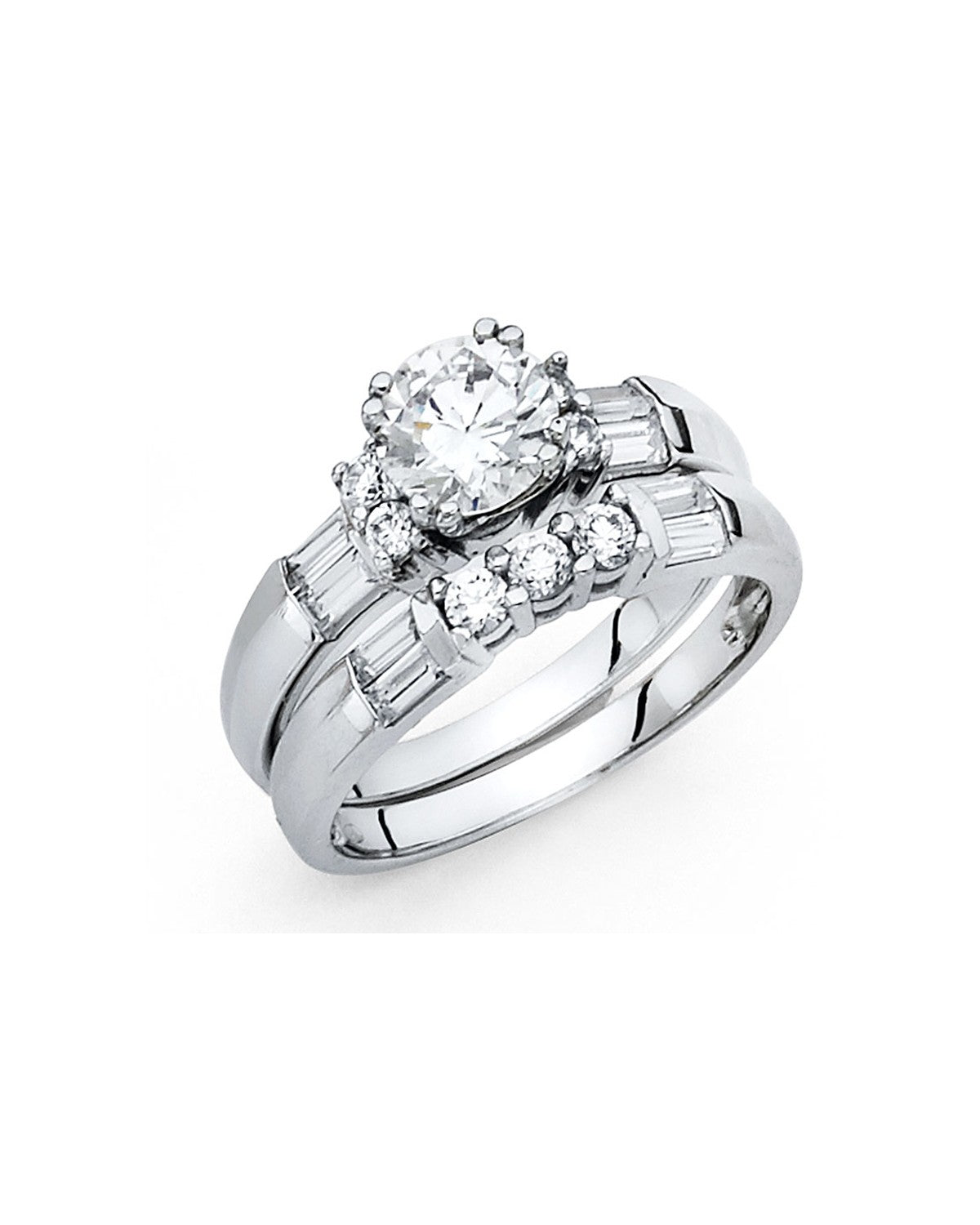 14K White Gold CZ Engagement Ring (RG-0237E-070)