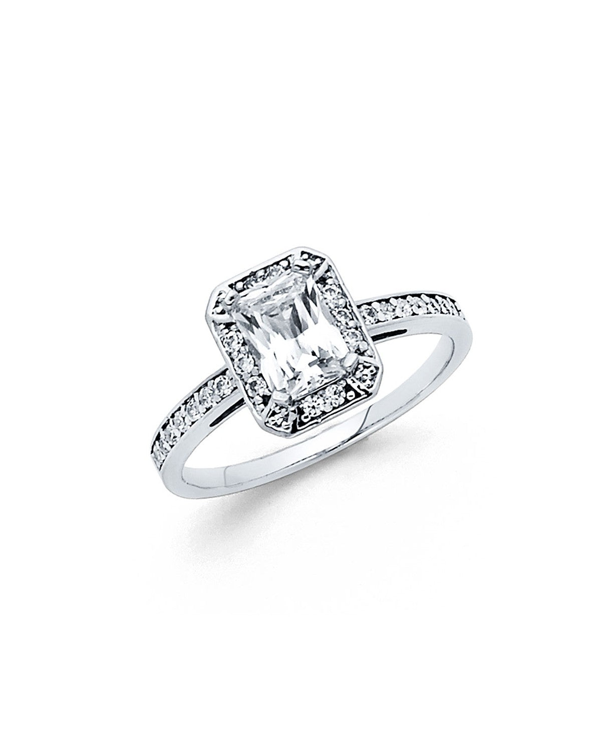 14K White Gold CZ Engagement Ring (RG-0707)