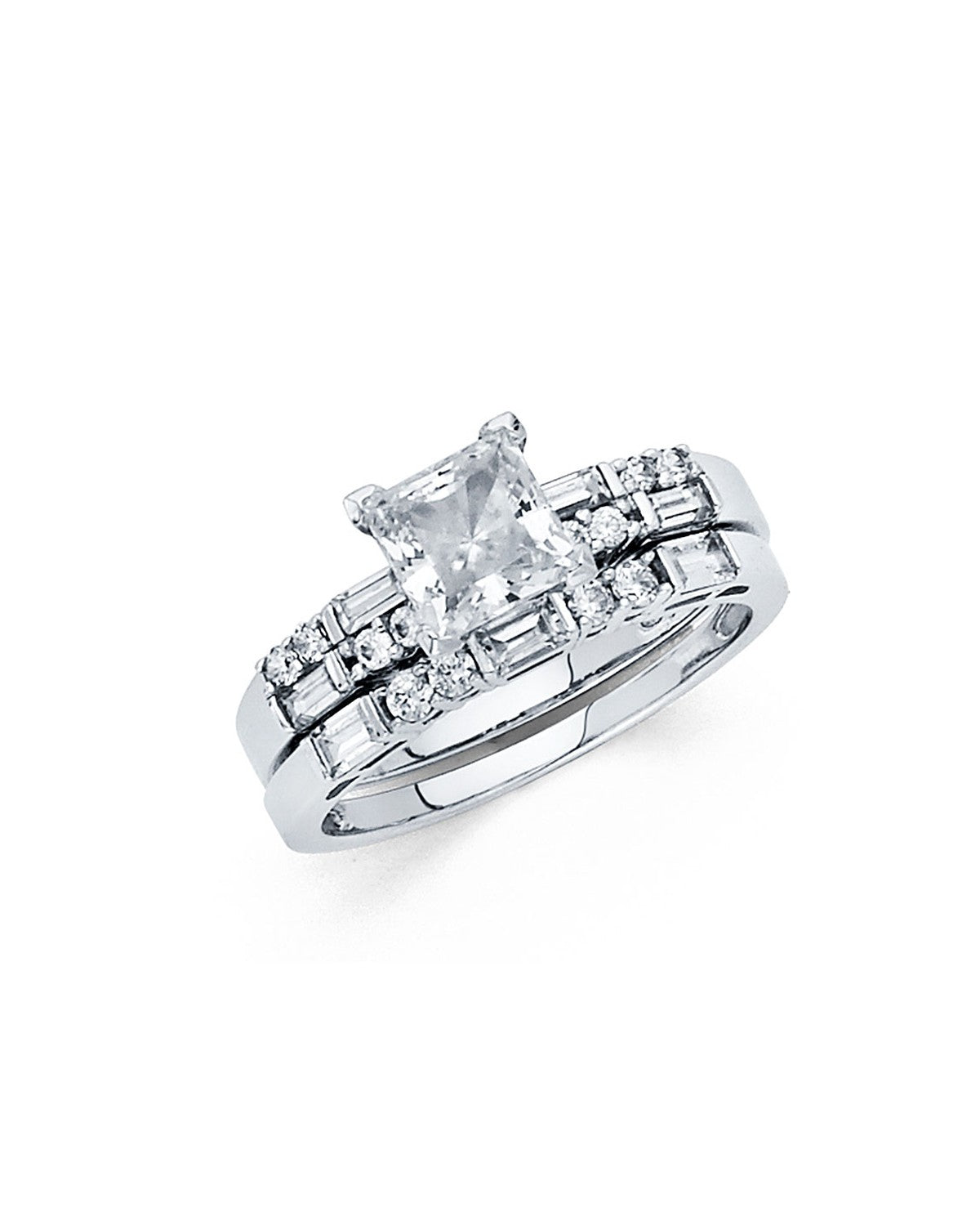 14K White Gold CZ Princess Engagement Ring (RG-0715-070)