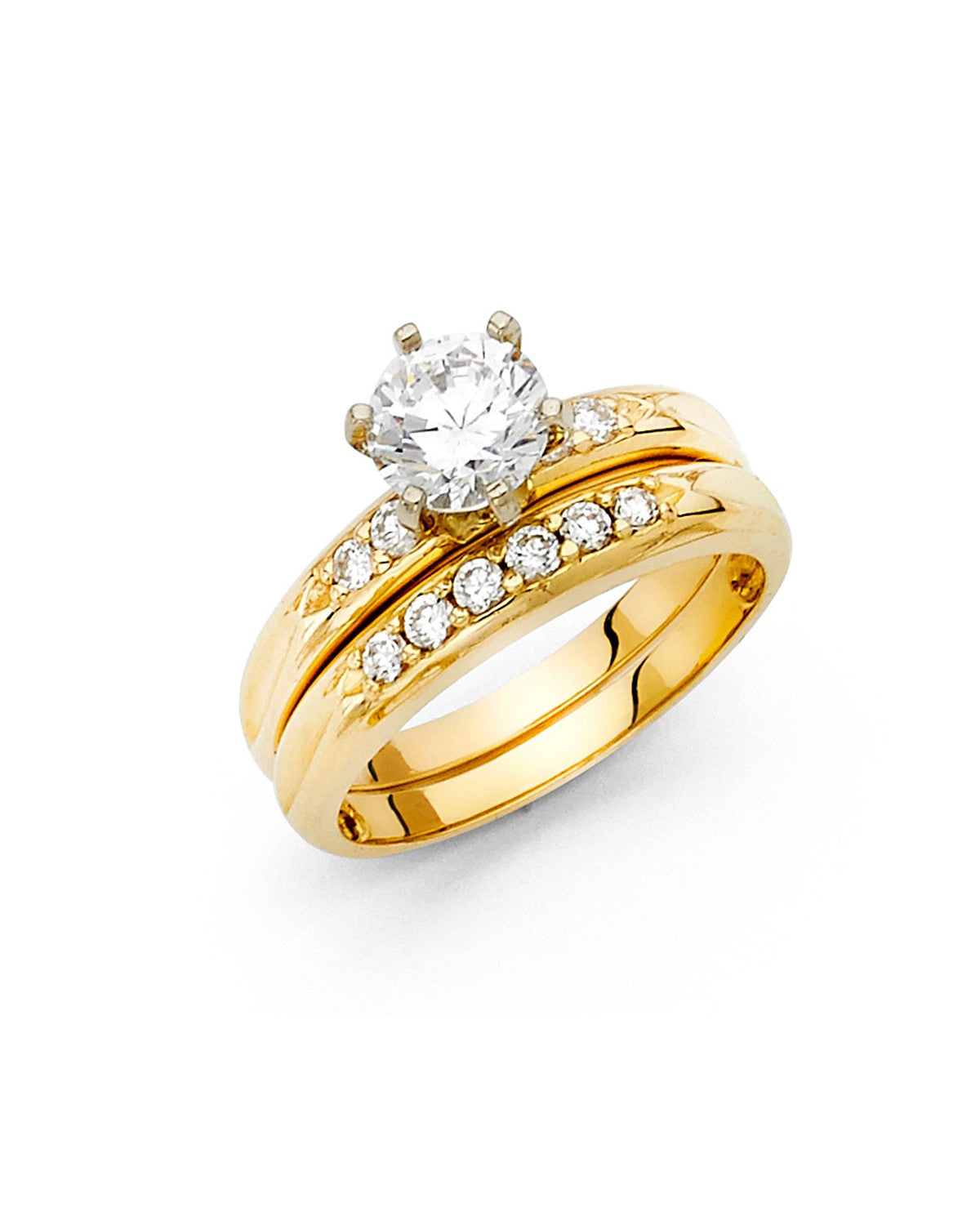 14K Yellow Gold Round CZ Wedding Band (RG-0740)