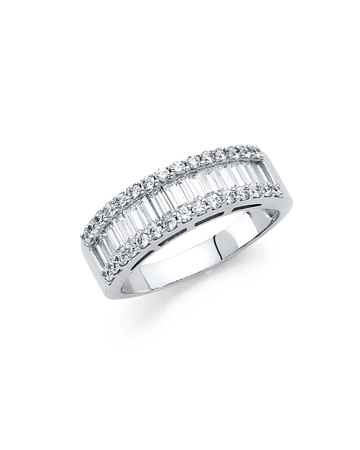14K White Gold CZ Ladies Wedding Band (RG-0749-070)