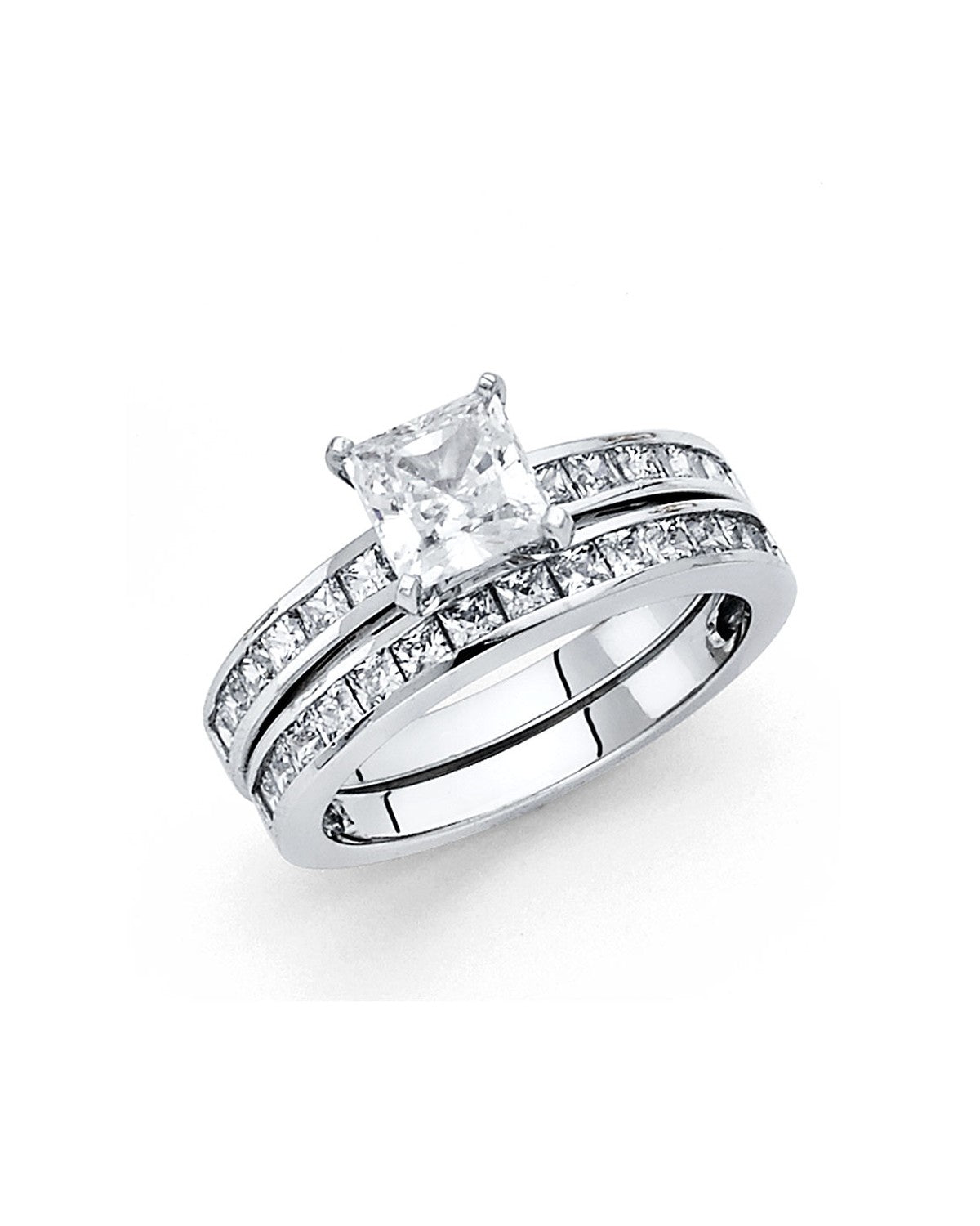 14K White Gold CZ Engagement Ring (RG-0780-070)
