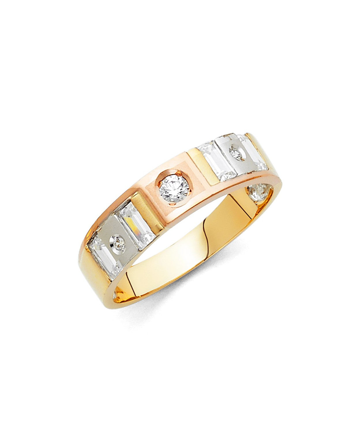 14K Tri-Color Gold Men's Wedding Band (RG-0813)