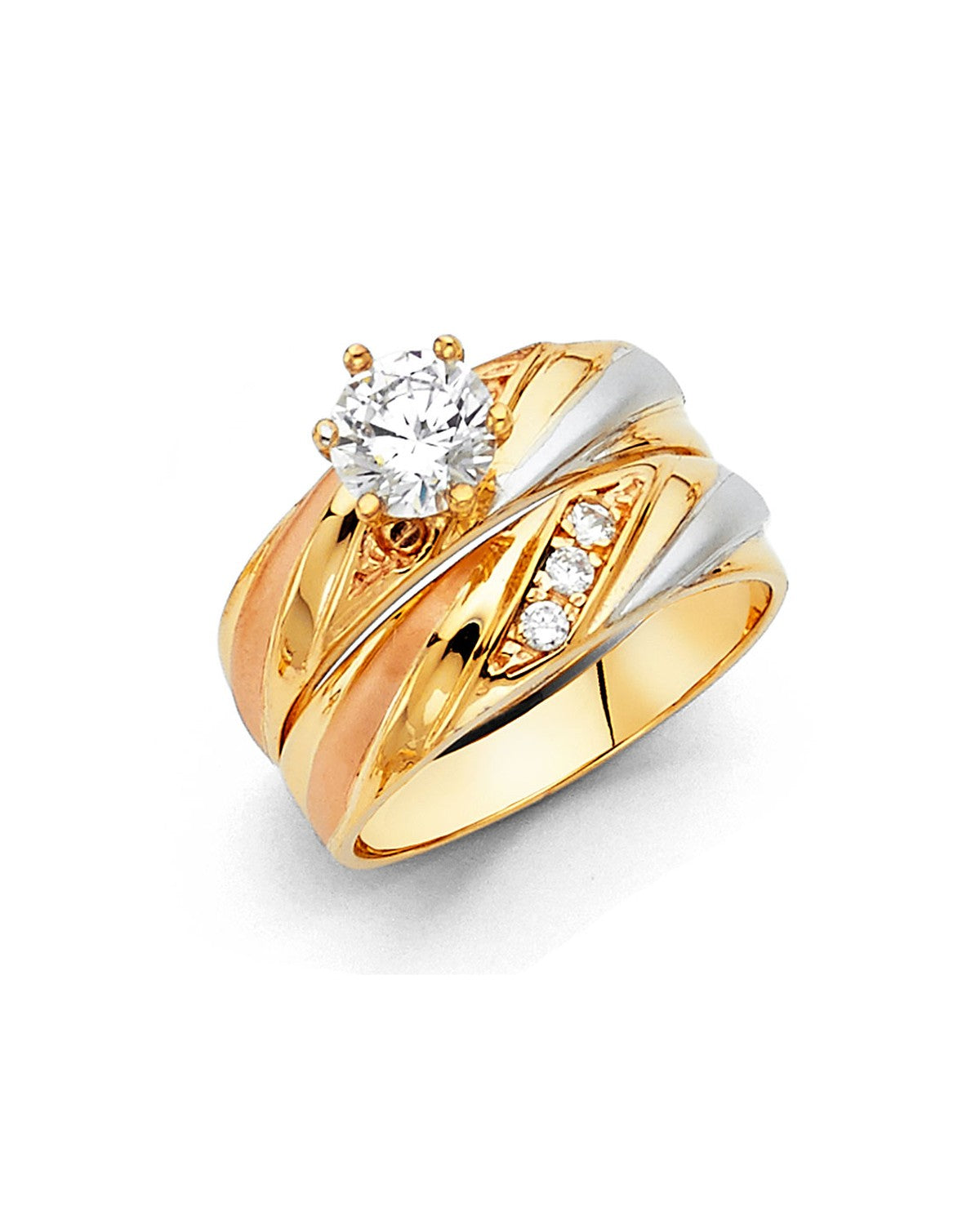 14K Tri-Color Gold Ladies Engagement Ring (RG-0847)