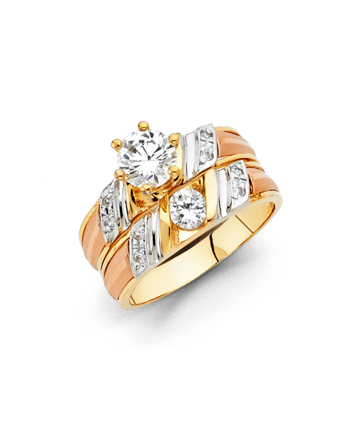 14K Tri-Color Gold Ladies Engagement Ring (RG-0856)