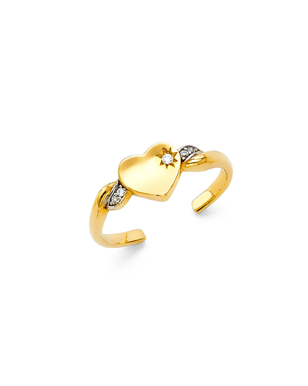 14K Two-Tone Gold 2T Heart CZ Toe Ring (RG-0892)