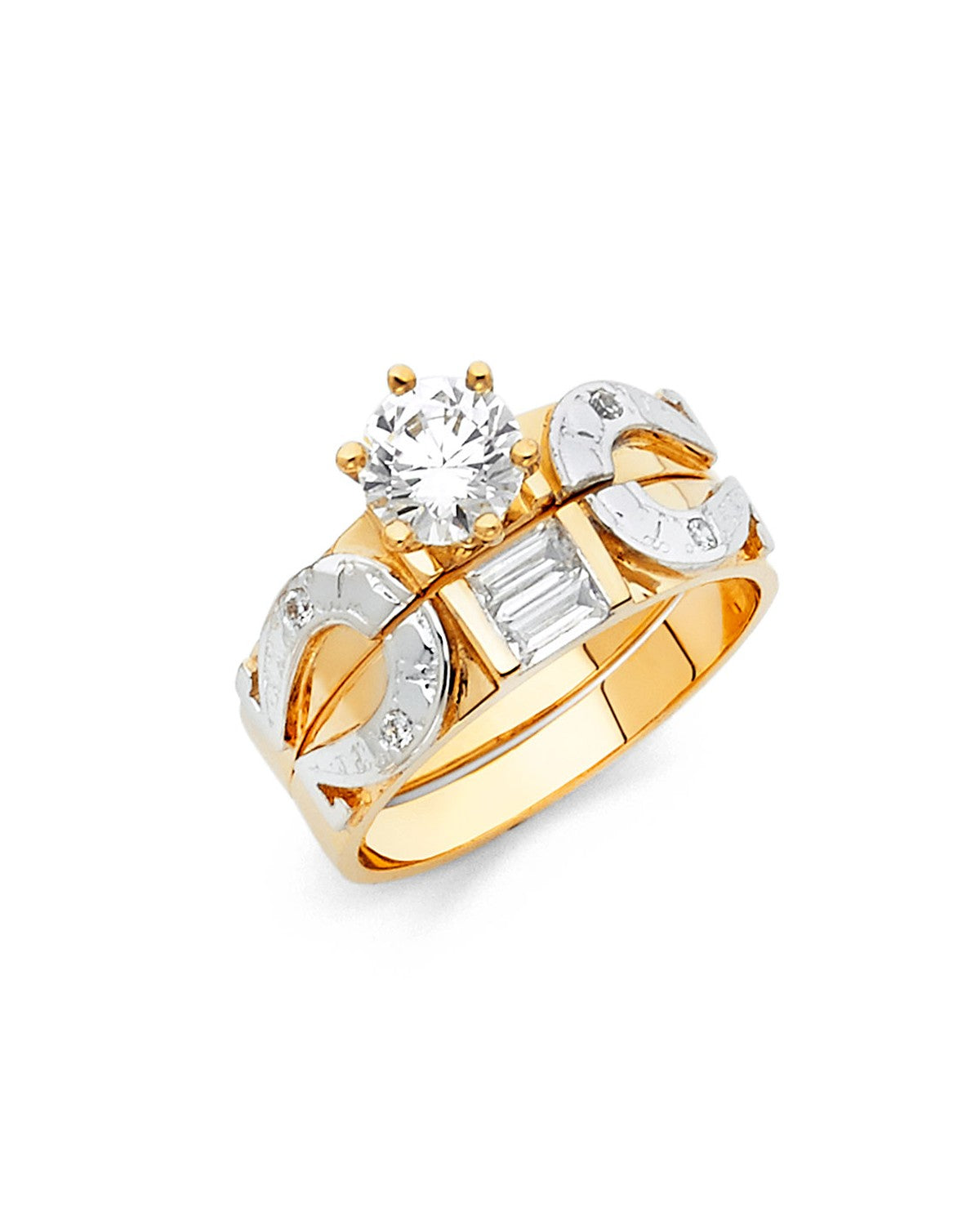 14K Two-Tone Gold 2T CZ Ladies Wedding Band (RG-0917)