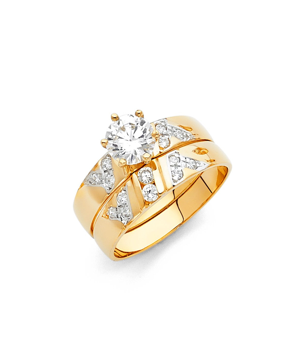 14K Yellow Gold CZ Engagement Ring (RG-0922)