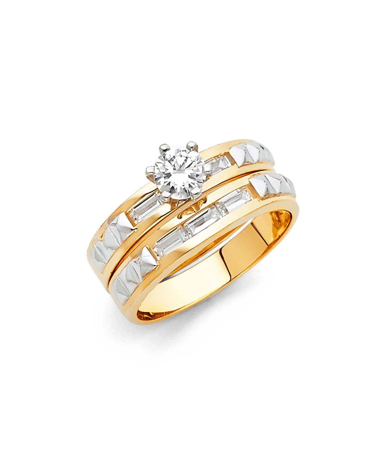 14K Two-Tone Gold 2T CZ Ladies Wedding Band (RG-0926)