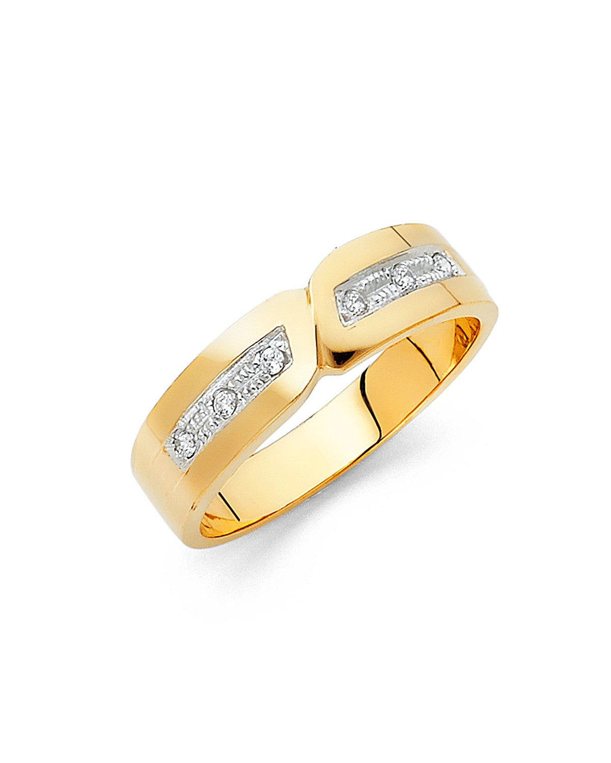 14K Yellow Gold CZ Men's Wedding Band (RG-0936)