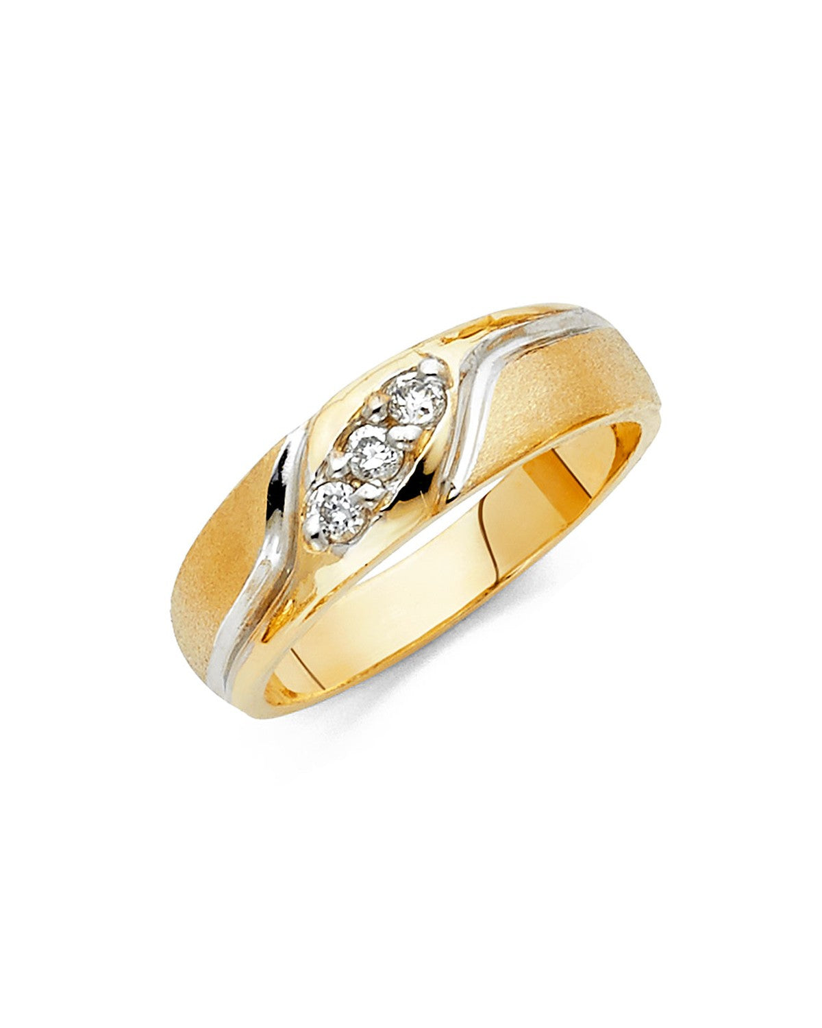 14K Two-Tone Gold 2T CZ Men's Wedding Band (RG-1002)