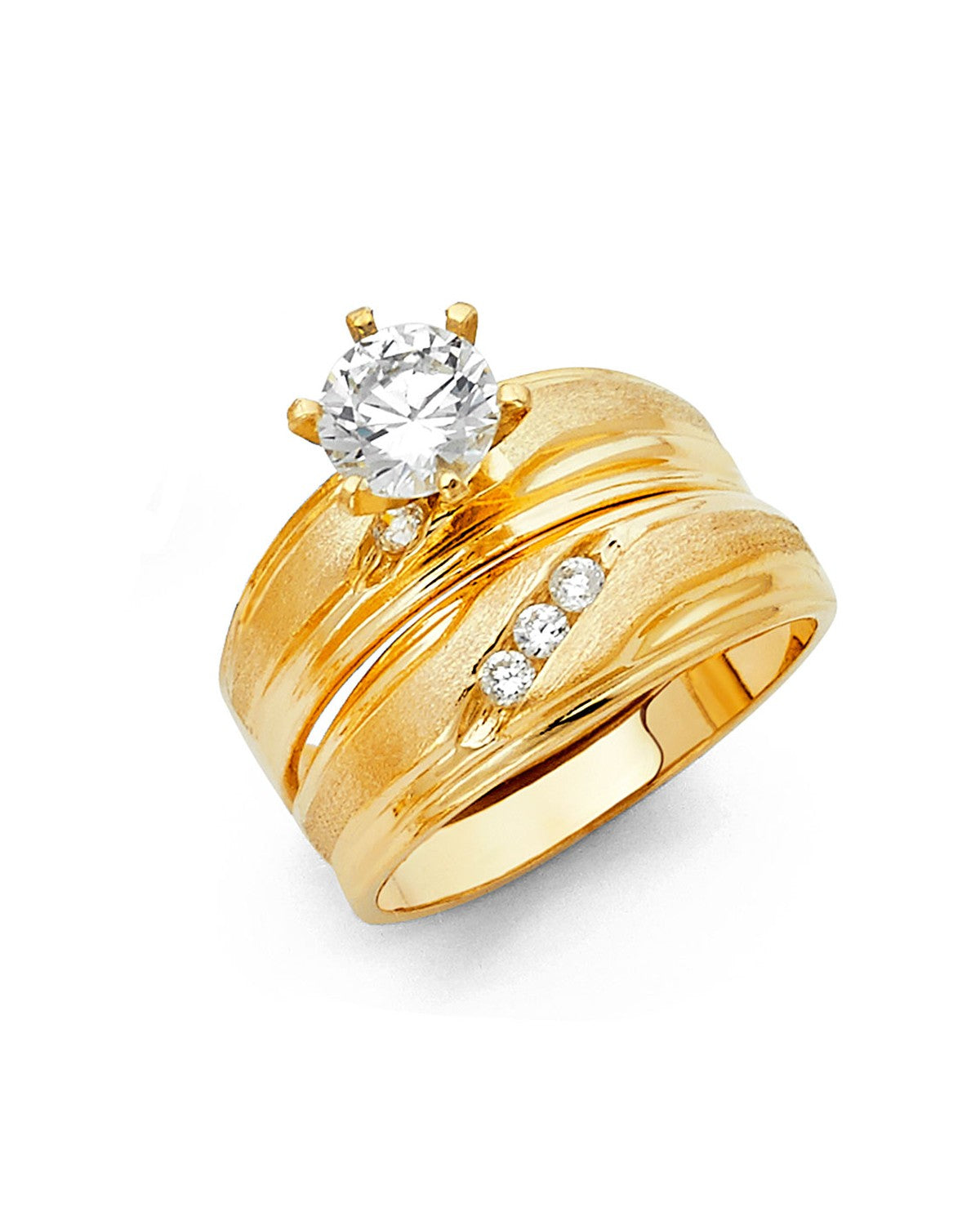 14K Yellow Gold CZ Engagement Ring (RG-1006)