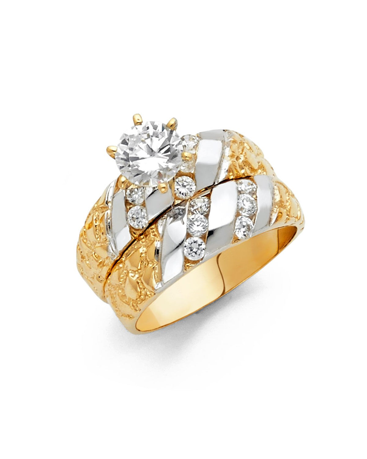 14K Two-Tone Gold 2T CZ Ladies Wedding Band (RG-1010)