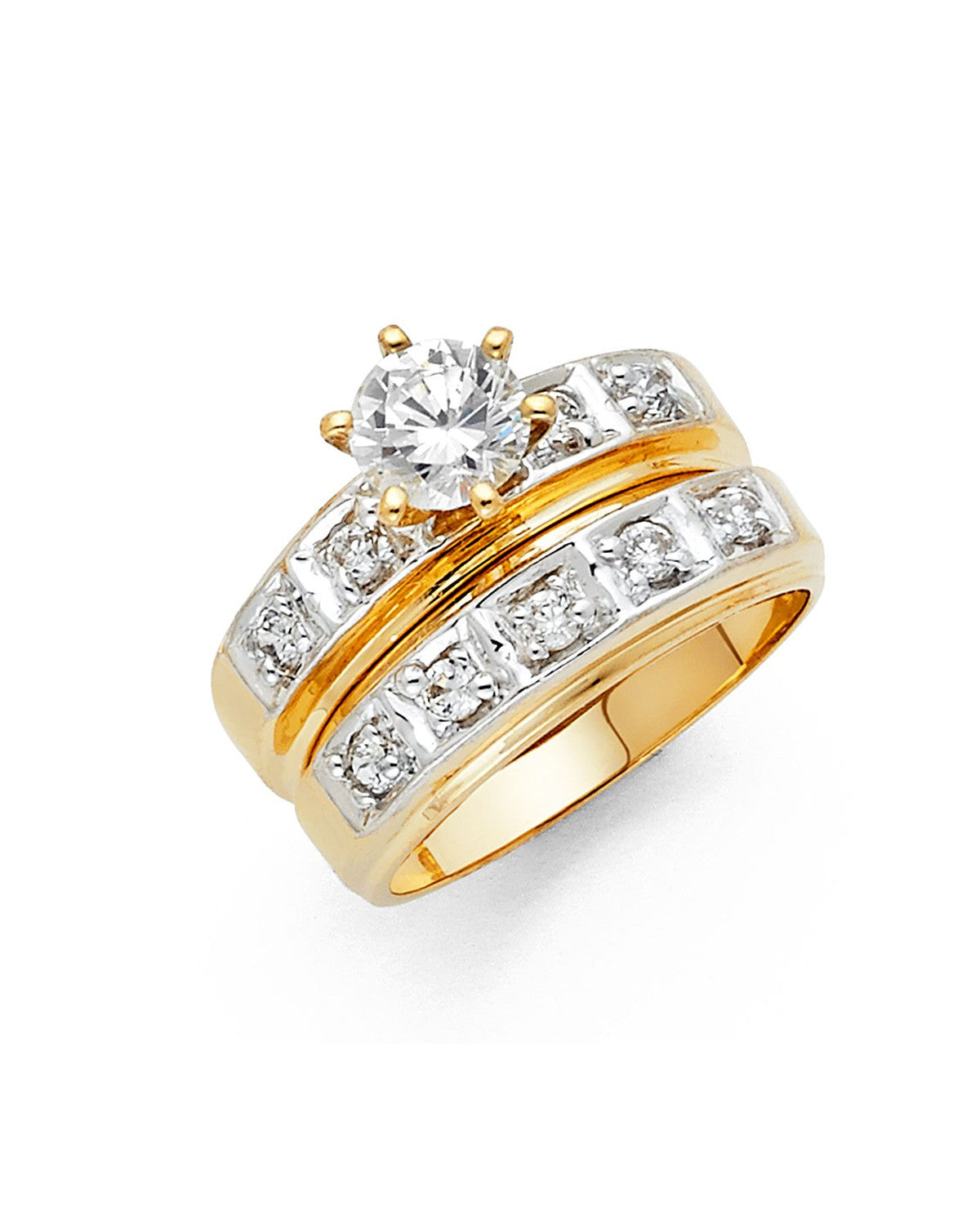 14K Two-Tone Gold 2T CZ Ladies Wedding Band (RG-1031)