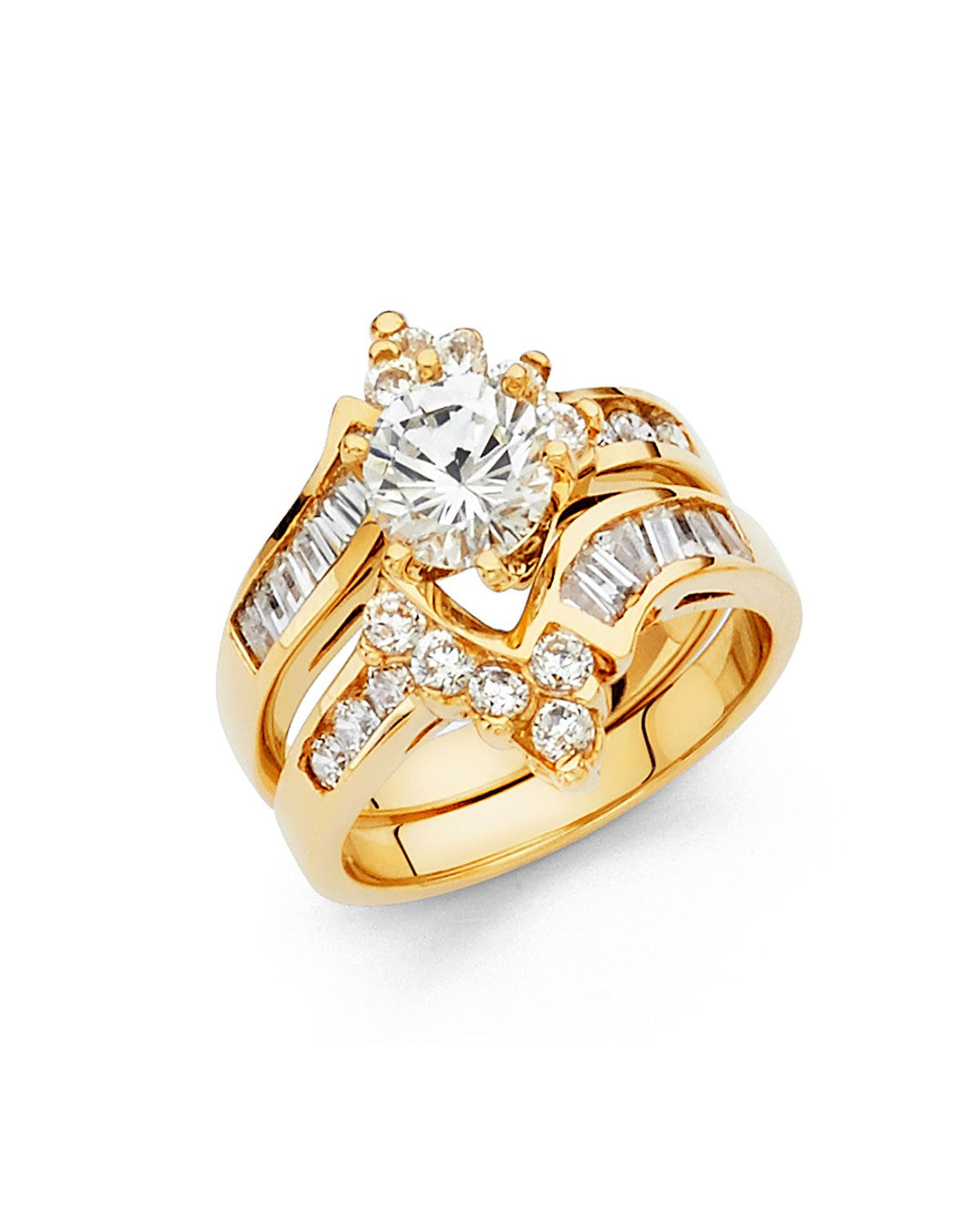 14K Yellow Gold CZ Duo Set (RG-1044)