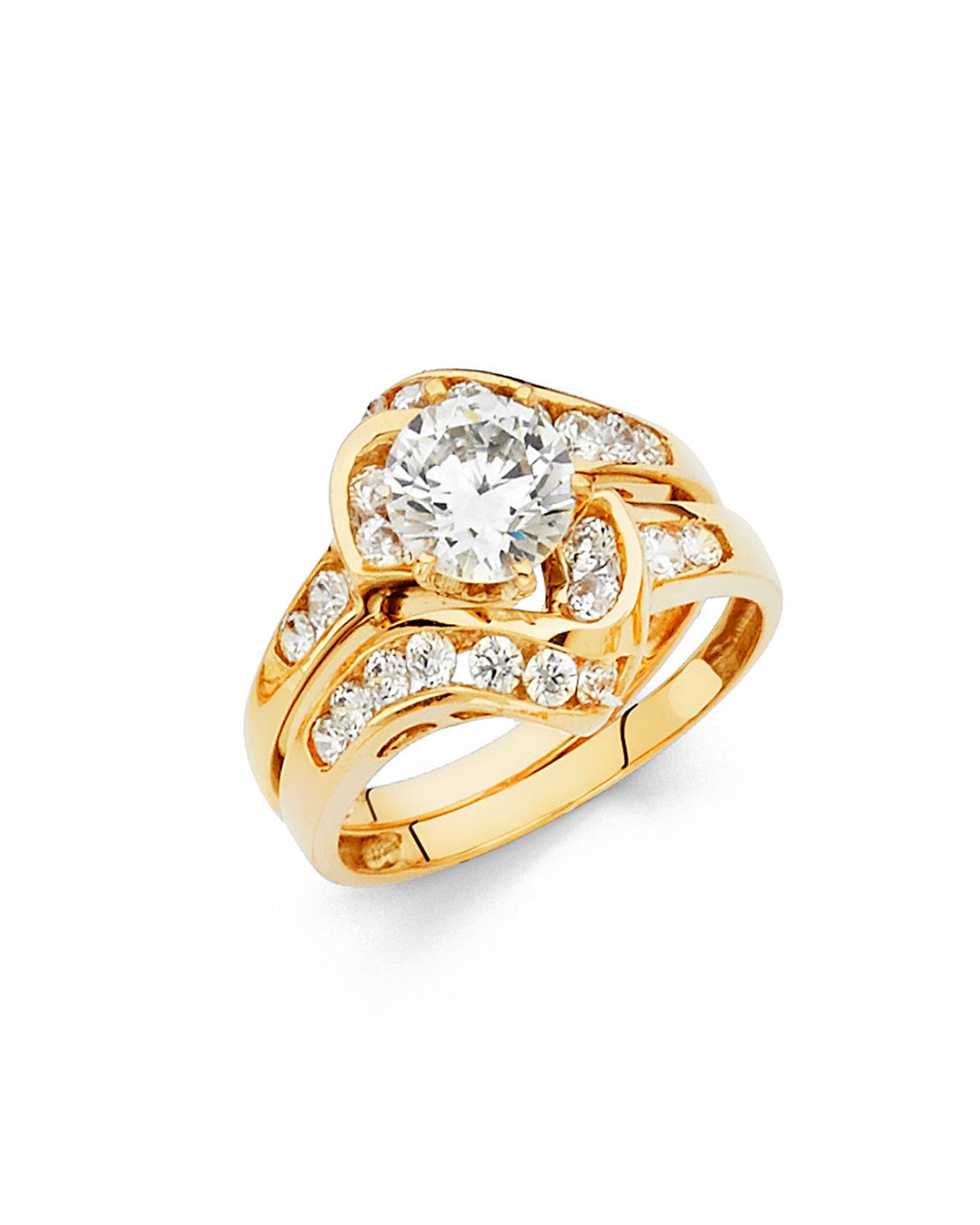 14K Yellow Gold CZ Duo Set (RG-1045)
