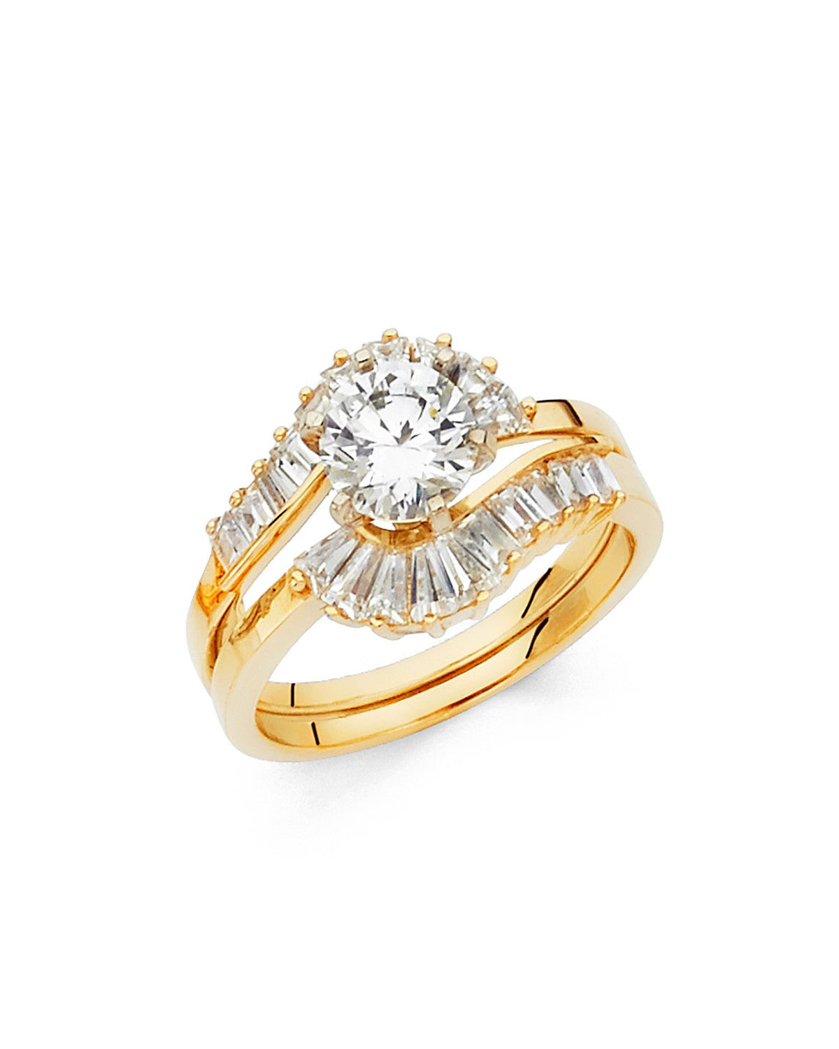 14K Yellow Gold CZ Duo Set (RG-1046)