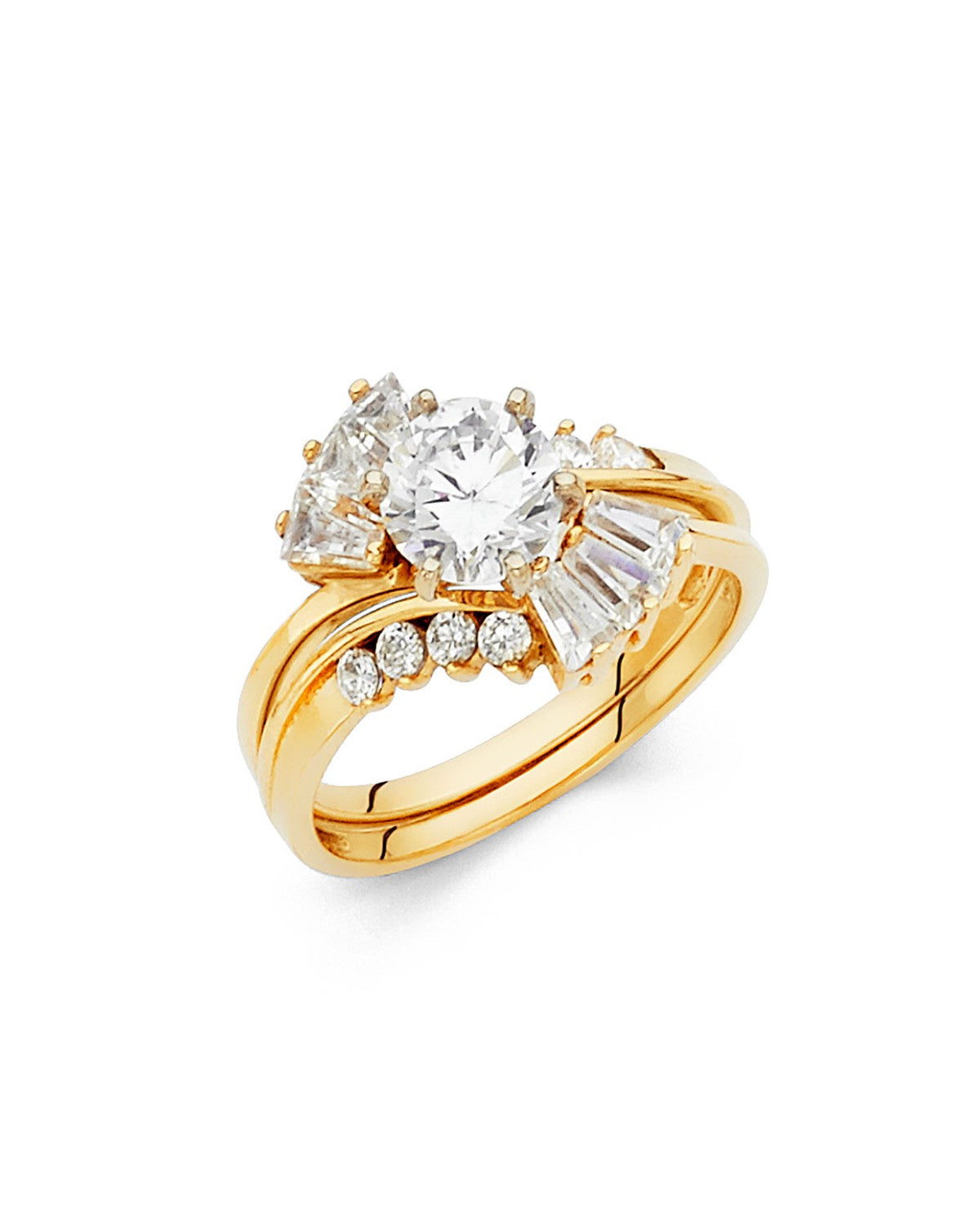 14K Yellow Gold CZ Duo Set (RG-1047)