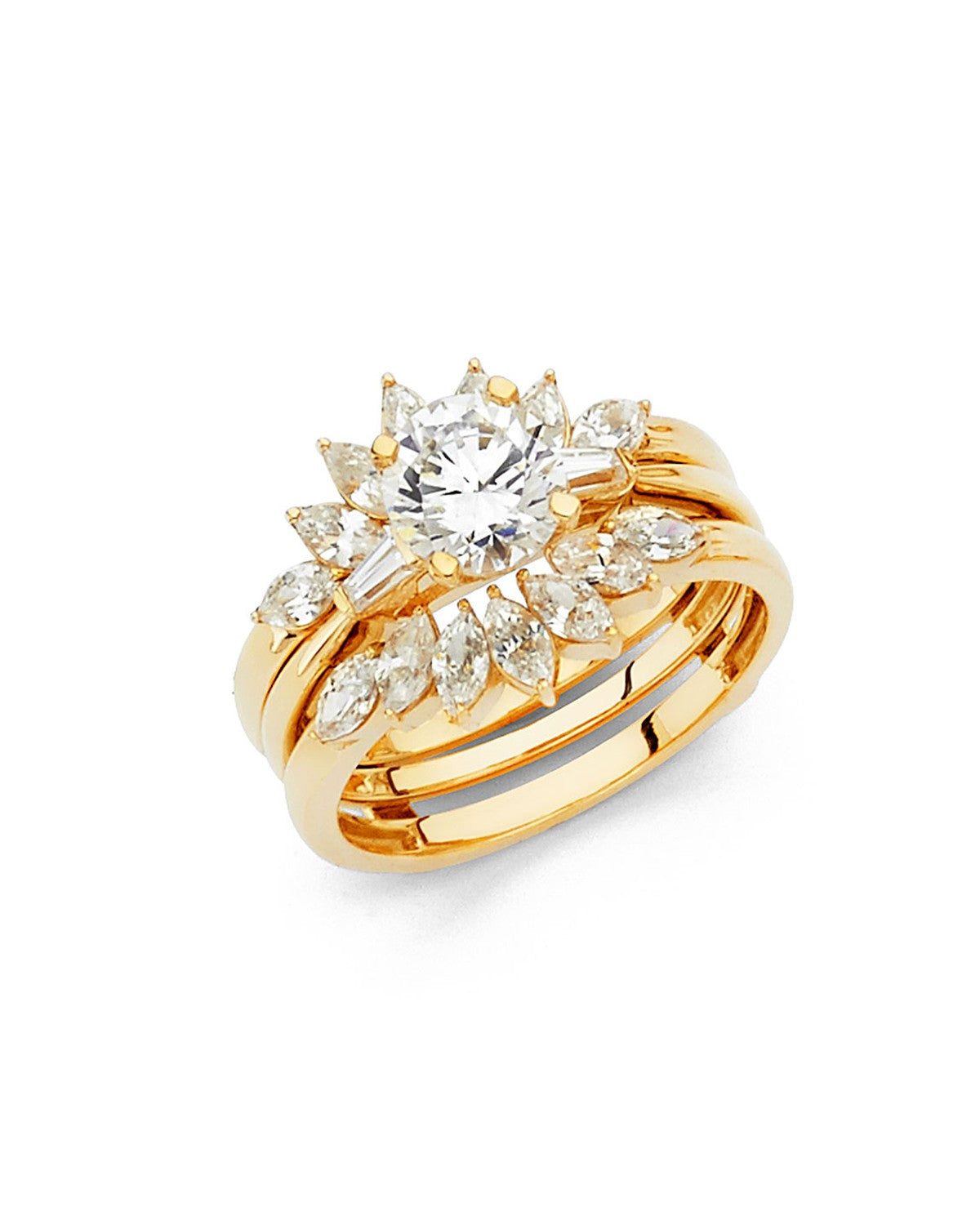 14K Yellow Gold CZ Duo Set (RG-1050)
